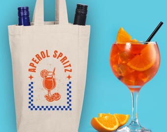 Aperol Spritz Cotton Canvas Tote Bag | Summer Vibes, Beach Days, Picnic Essential, Gift for Foodies, Eco-Friendly Shopping