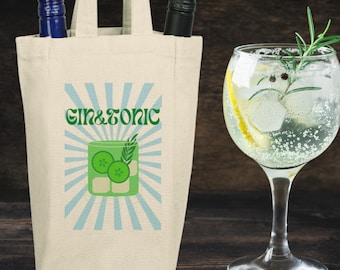 Gin & Tonic Dubbelflaska Tygväska: Retro Sommarcocktailbärare