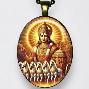Surya Sun God Necklace: Hindu Solar Deity Amulet