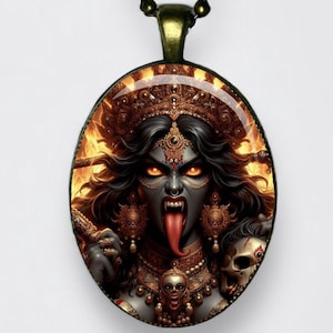 Collana Kali, ciondolo Kalika Yoga Om Mahakali, amuleto Yoga Dea Madre; Dea del Tempo, del Cambiamento, della Creazione, del Potere, della Distruzione e della Morte