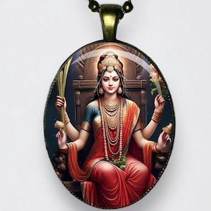 Collana Tripura Sundari Rajarajeshvari Shodashi Kamakshi e pendente Lalita Dea Madre; La governante dell'universo Amuleto Mantra Ohm