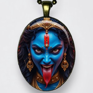 Collana Kali Ciondolo Kalika Yoga Ohm Mahakali Amuleto Yoga Dea Madre; Dea del Tempo, Cambiamento, Creazione, Potere, Distruzione e Morte