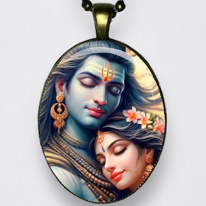 Collana Shiva e Parvati Ciondolo Uma-Maheshvara Meditazione Uma Maheshvara Amuleto di loto Yoga Om