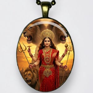 Collana Durga Adi Shakti, Mahishasura Mardini, Ciondolo Bhagavati Bhavani Meditazione Yoga Amuleto Dea del potere, forza e protezione