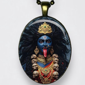 Collana Kali, ciondolo Kalika Yoga Om Mahakali, amuleto Yoga Dea Madre; Dea del Tempo, del Cambiamento, della Creazione, del Potere, della Distruzione e della Morte