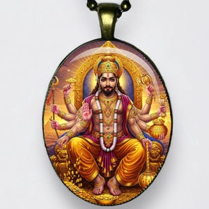 Collana Kubera Kuvera Kuber Kuberan Ciondolo Dio della Ricchezza Tesoriere dei Deva Membro dei Lokapalas Amuleto Ricchezza
