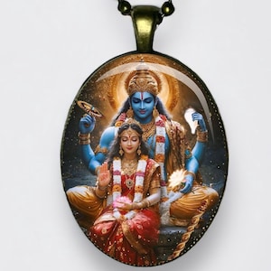 Collana di Vishnu e Lakshmi Narayana Hari Meditazione Loto Amuleto Dio della Preservazione Dio del Tempo Il Protettore del Bene Dispensatore di Karma Om