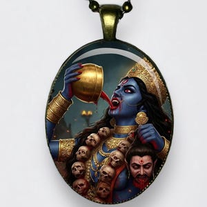 Collana Kali, ciondolo Kalika Yoga Om Mahakali, amuleto Yoga Dea Madre; Dea del Tempo, del Cambiamento, della Creazione, del Potere, della Distruzione e della Morte