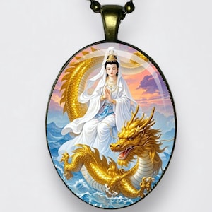 Ciondolo Guanyin Buddismo Guanshiyin Meditazione Avalokitasvara Lotus Kwun Yam Chakra Amuleto Fede Lotus Om Sūtra Kannon Gwan-eum Yoga Mantra