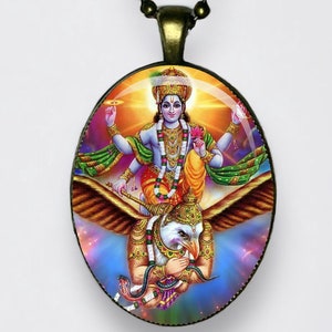 Collana Garuda e Vishnu Ciondolo Narayana Hari Meditazione Yoga Dio della Preservazione Dio del Tempo Protettore del Bene Dispensatore di Karma