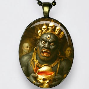 Collana Mahakala Dàhēitiān Daeheukcheon Buddha Ciondolo Buddismo Dio del Tempo, Maya, Creazione, Distruzione e Potere Amuleto Dakini Yoga Ohm