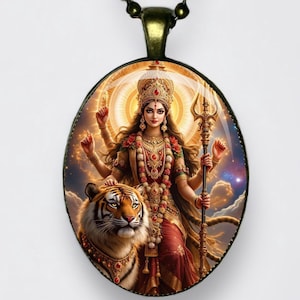 Collana Durga Adi Shakti, Mahishasura Mardini, Ciondolo Bhagavati Bhavani Meditazione Yoga Amuleto Dea del potere, forza e protezione