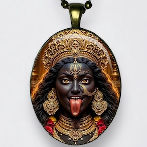 Collana Kali Ciondolo Kalika Yoga Ohm Mahakali Amuleto Yoga Dea Madre; Dea del Tempo, Cambiamento, Creazione, Potere, Distruzione e Morte
