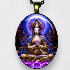Collana del Buddha, ciondolo Siddhartha Gautama, Quattro Nobili Verità e il Nobile Ottuplice Sentiero, Loto Om Chakra, Amuleto del Buddha Shakyamuni Yoga