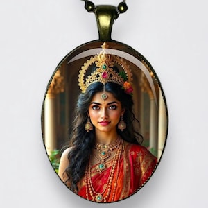 Collana Rukmini Shri Vaidarbhi Bhaishmi Rakhumai Dwarikeshwari Chiryauvana Lakhubai Ciondolo Dea Madre Dea della Fortuna Om