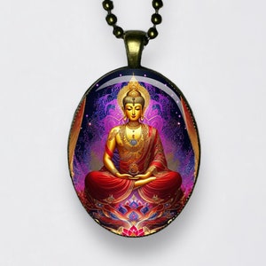 Collana del Buddha, ciondolo Siddhartha Gautama, Quattro Nobili Verità e il Nobile Ottuplice Sentiero, amuleto del chakra del loto, Buddha Shakyamuni, mantra yoga