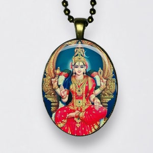 Collana Tripura Sundari Rajarajeshvari Shodashi Kamakshi e pendente Lalita Dea Madre; La governante dell'universo Amuleto Mantra Ohm