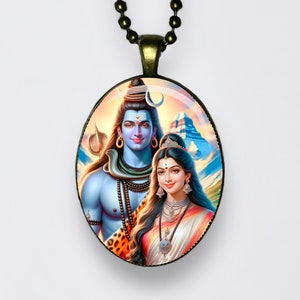 Collana Shiva e Parvati Ciondolo Uma-Maheshvara Meditazione Uma Maheshvara Amuleto di loto Mantra Yoga