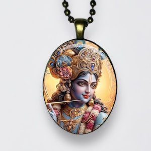 Collana Krishna Achyuta, Damodara, Gopala, Gopinath, Govinda Ciondolo Meditazione Amuleto Dio della Protezione, Compassione, Tenerezza e Amore