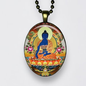 Bhaisajyaguru Collana Medicina Buddha Ciondolo Buddismo Buddha della guarigione e della medicina Meditazione Lotus Chakra Akshobhya Amuleto Ohm Mantra
