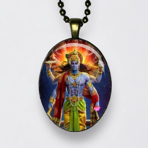 Collana Vishnu Om Narayana Hari Ciondolo Meditazione Loto Ohm Amuleto Dio della Conservazione Dio del Tempo Il Protettore del Bene Donatore di Karma