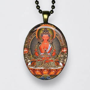 Buddha Amitabha Ciondolo Buddismo Meditazione Lotus Om Chakra Amuleto Yoga Fede Mantra Prana Ohm Buddha