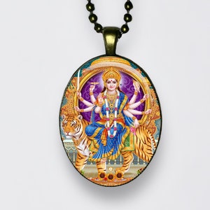 Collana Durga Adi Shakti, Mahishasura Mardini, Ciondolo Bhagavati Meditazione Bhavani Amuleto di loto Dea del potere, della forza e della protezione