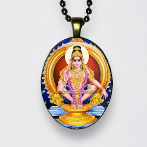 Collana Ayyappan Dharmasastha Manikandan Ciondolo Meditazione Loto Amuleto Dio della rettitudine e del celibato Mantra Yoga