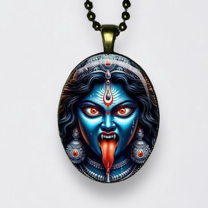Collana Kali Kalika Yoga Lotus Pendant Mahakali Amuleto Madre Dea; Dea del Tempo, Cambiamento, Creazione, Potere, Distruzione e Morte