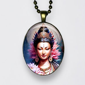 Ciondolo Guanyin Buddismo Guanshiyin Meditazione Avalokitasvara Lotus Kwun Yam Chakra Amuleto Fede Lotus Om Sūtra Kannon Gwan-eum Yoga
