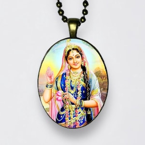 Collana Parvati Uma Gauri Ciondolo Amuleto Yoga Om Dea Madre Dea del Potere, Nutrimento, Devozione, Maternità, Fertilità e Armonia