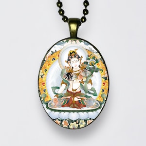 Collana Tara Bianca Ārya Tārā Buddha Ciondolo Buddismo Jetsün Dölma Meditazione Loto Yoga Om Chakra Dakini Amuleto Mantra Tara