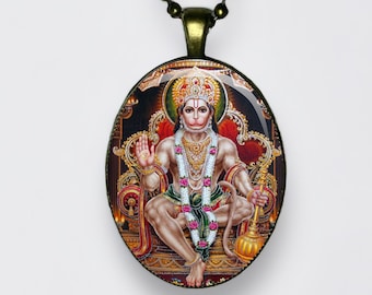 Hanuman Pendant: Maruti Bajrangabali Lotus Amulet Yoga Om