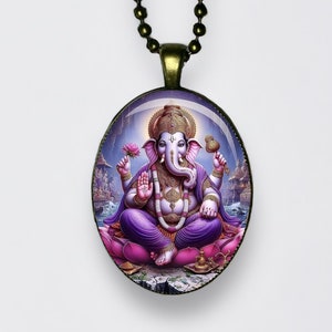 Collana Ganesha Ganapati Vinayaka Ciondolo Lambodara Meditazione Lotus Pillaiyar Amuleto Dio supremo, Dio dei nuovi inizi, saggezza e fortuna