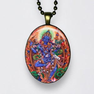Collana Tara Blu, ciondolo Buddha Ārya Tārā, Buddismo, Jetsün Dölma, Meditazione, Loto, Chakra, Dakini, Amuleto, Mantra, Yoga, Om