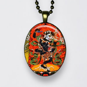 Collana Simhamukha Yoga Senge Dongma Ciondolo Buddha Buddismo Volto di leone Dakini Meditazione Chakra del loto Guhyajnana Dakini Amuleto Mantra Om