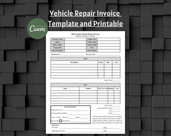 Auto Repair Invoice Template: Vehicle Work Order (Canva)
