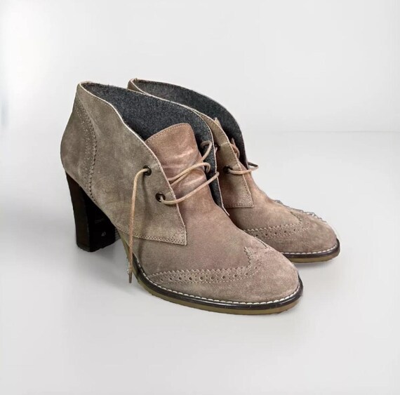 Brunello Cucinelli Suede Gray-beige Ancle Boots Size 40 (us  display picture 1