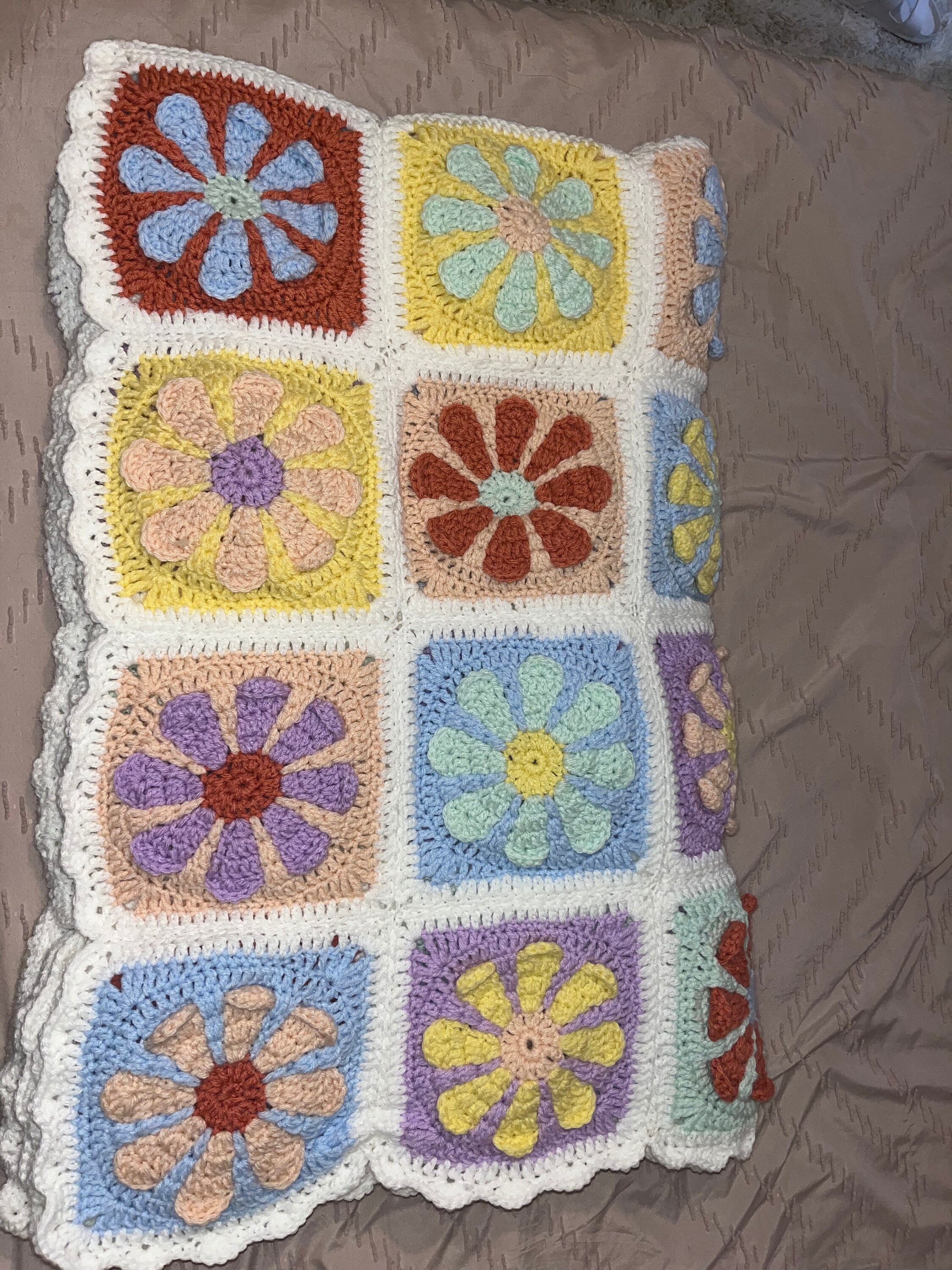 Custom Crochet Flower Granny Square Blanket - Etsy