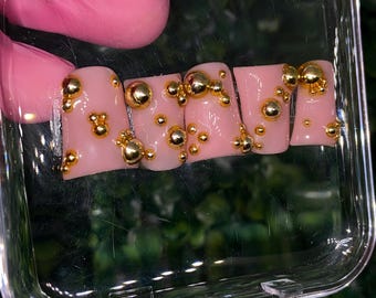 Gold Pearl Press On Nails