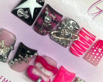 Duck Y2k Press Ons, 3D Mouth, Junk Nails
