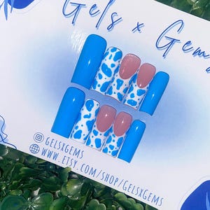 Cow Print Press On Nails, French Tips, Animal Print