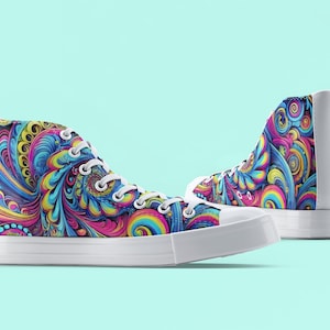 Psychedelic Design Women&#39;s High Top Sneakers