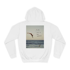 Live in the Moment Sweatshirt Hoodie, Vintage Women Swimming Design, Unisex College Hoodie, Gift for Friends, Inspirational Quote