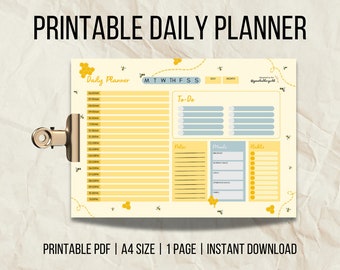 Busy Bee Themed Planner | Printable Daily Planner | Printable PDF | Daily Habit Tracker | Daily Planner Printable | Planner Page Daily Print