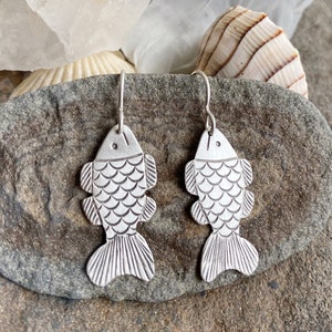 Fish Earrings, Silver Fish, Handmade Fish Earrings