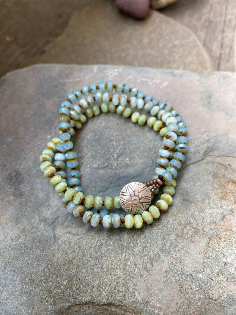 Soothing Blues and Green Wrap Bracelet