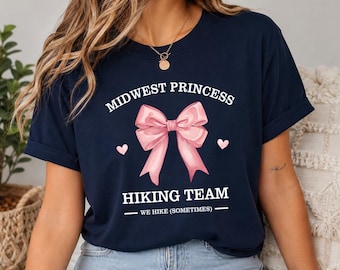 Graphic Tee Midwest Princess Hiking Team Funny Camping Shirt With Pink Bow