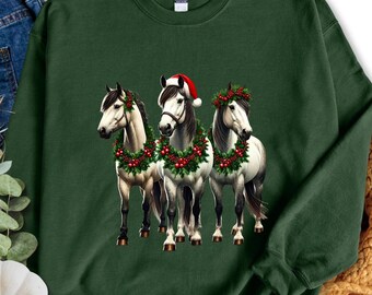 Horse Christmas Sweatshirt Western Christmas Horse Shirt Womens Christmas Sweater Funny Christmas Holliday Shirt Horse Lover Xmas Gift