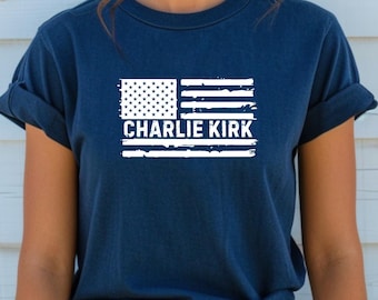 Charlie Kirk Shirt USA Flag Freedom TShirt Political Statement Top Justice For Charlie Kirk Sweatshirt Political Activist Outfit Unisex Tee
